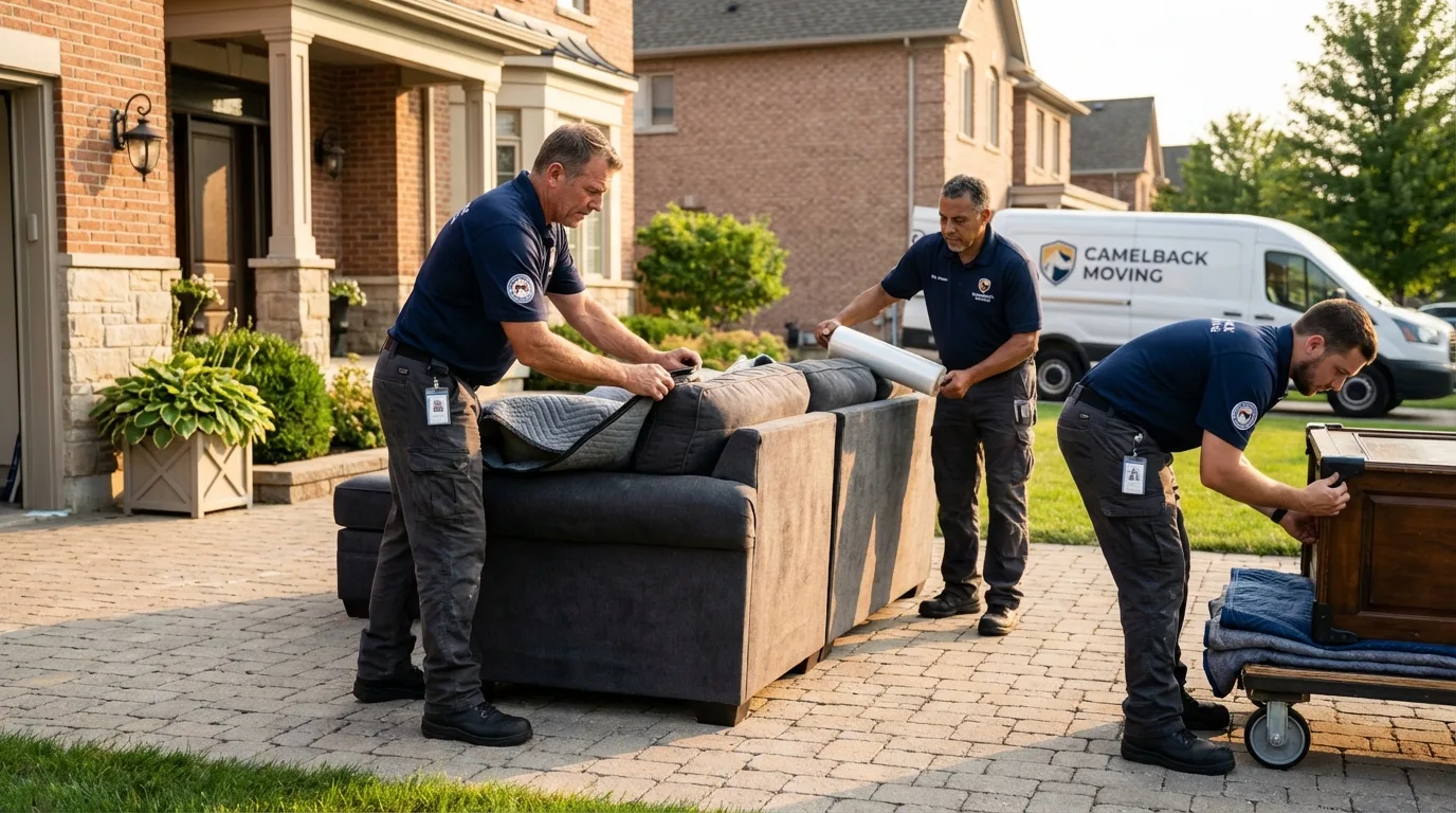 Large estate moving crew wrapping furniture in Remsen, IA