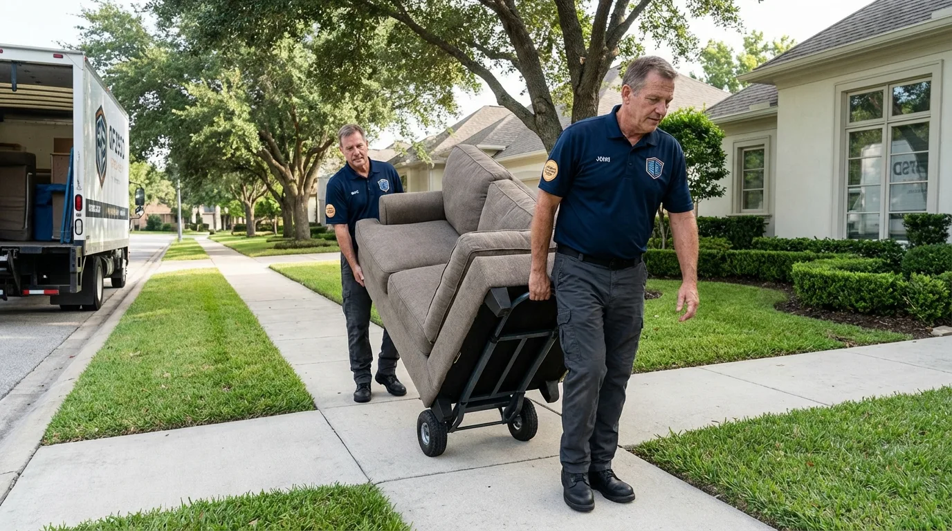Local residential moving crew loading furniture in Remsen, IA