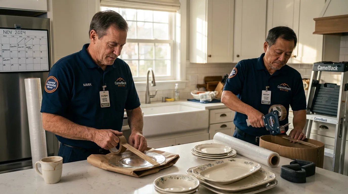 Professional crew packing kitchen dishware in Remsen, IA